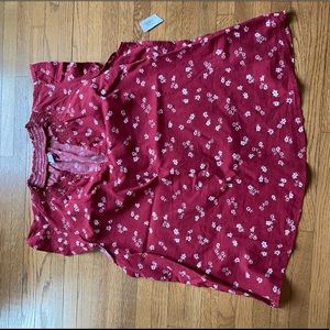 Red floral cotton cap sleeve old navy top